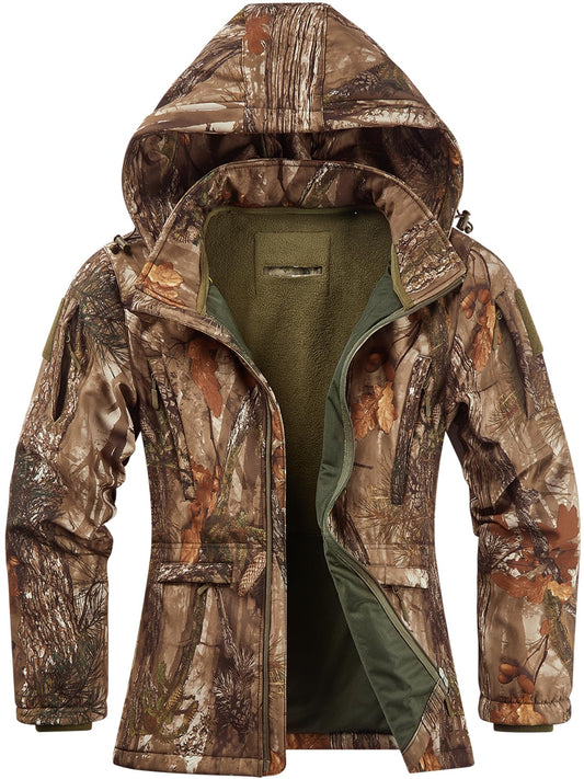 NEW VIEW Womens Hunting Clothes, Upgraded Ultra-Quiet Water Resistant Camo Hunting Jacket for Duck Waterfowl Deer Hunting
