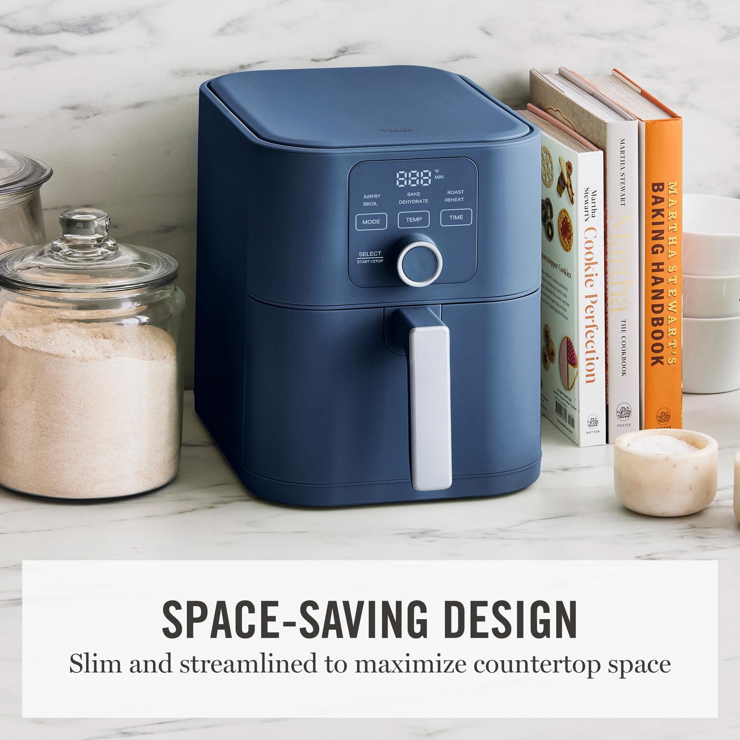 Martha Stewart 6QT Air Fryer, 6-in-1, Bake, Broil, Roast, Air Fry, Dehydrate, Reheat, Ceramic Non-Stick Basket, Crispy Results Fast, 400°F Max Temp, Shake Reminder, Auto Shut-Off, Honeydew Green