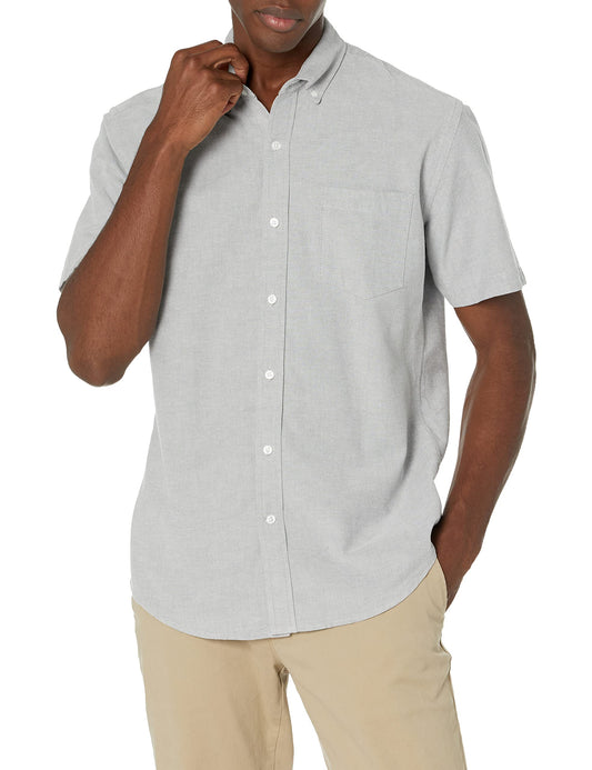 Amazon Essentials Men's Short-Sleeve Oxford Shirt with Pocket