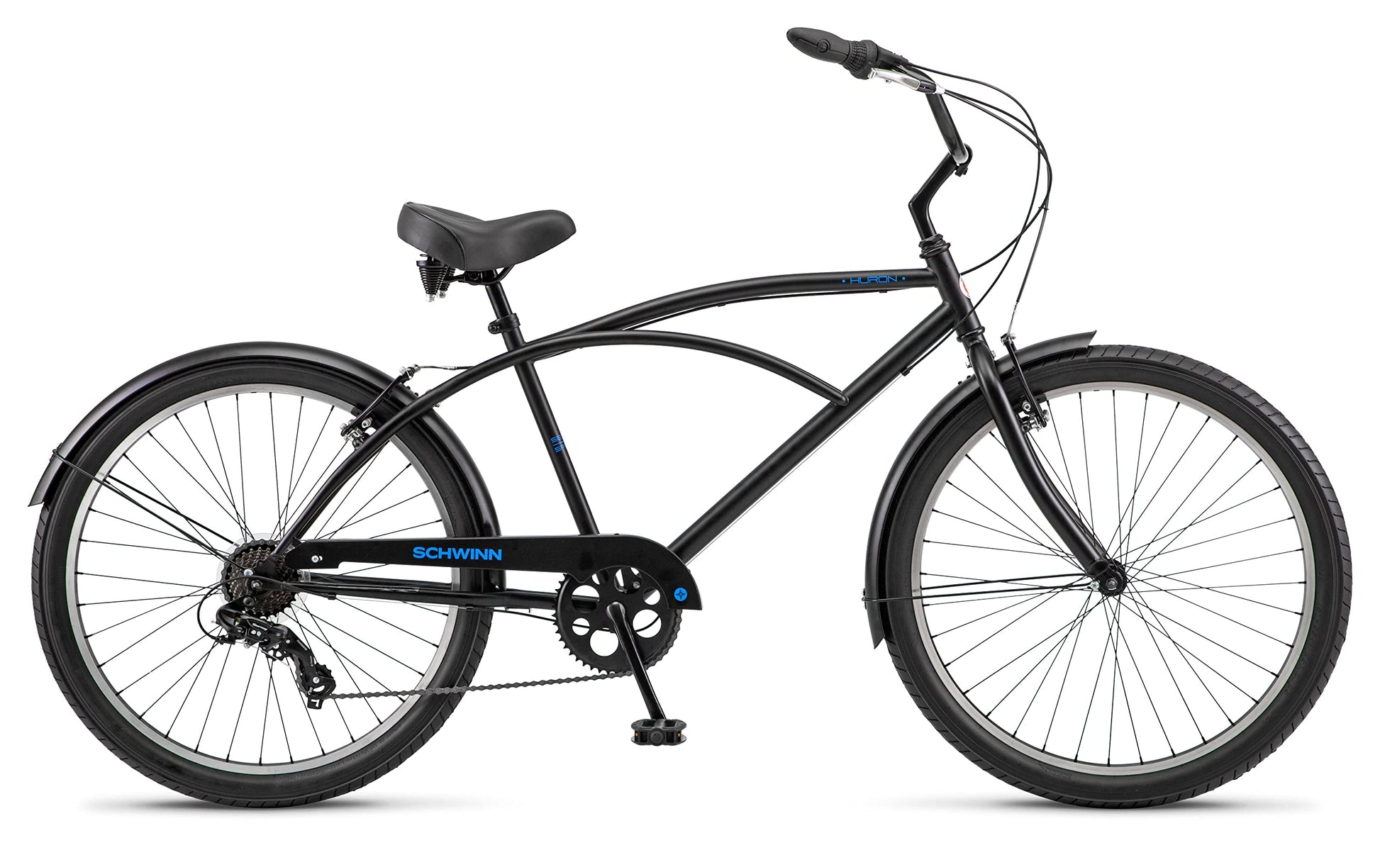 Schwinn Huron 7 Cruiser Bike, 26 Inch Bike for Women and Men, 7-Speed Beach Cruiser Bicycle, Linear Pull Brakes, Comfortable Padded Seat, Upright