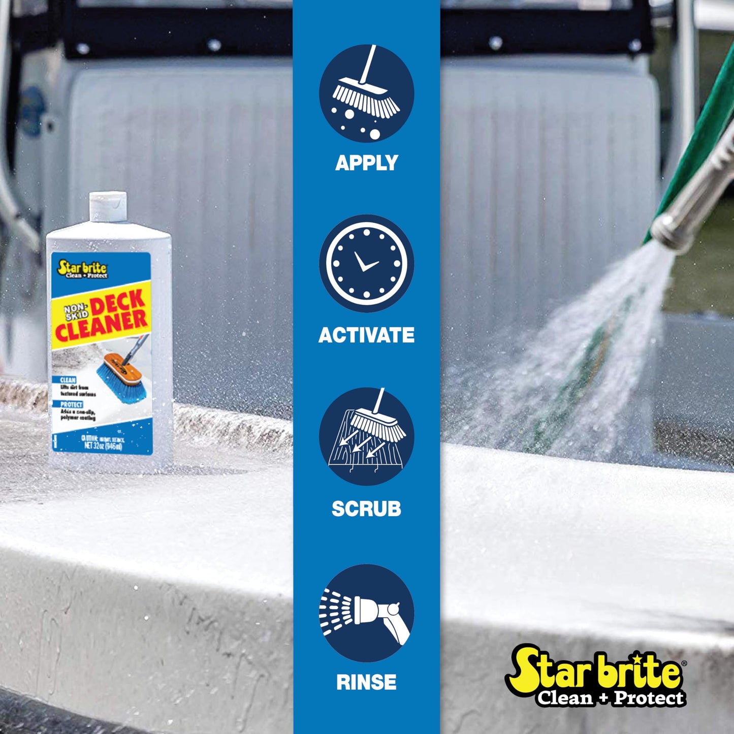 STAR BRITE Non-Skid Deck Cleaner & Protectant - Ultimate Boat Deck Wash - Protects Against Future Stains & UV - Ideal for Fiberglass, Vinyl, Plastic & Painted Surfaces -1 Gallon (085900)