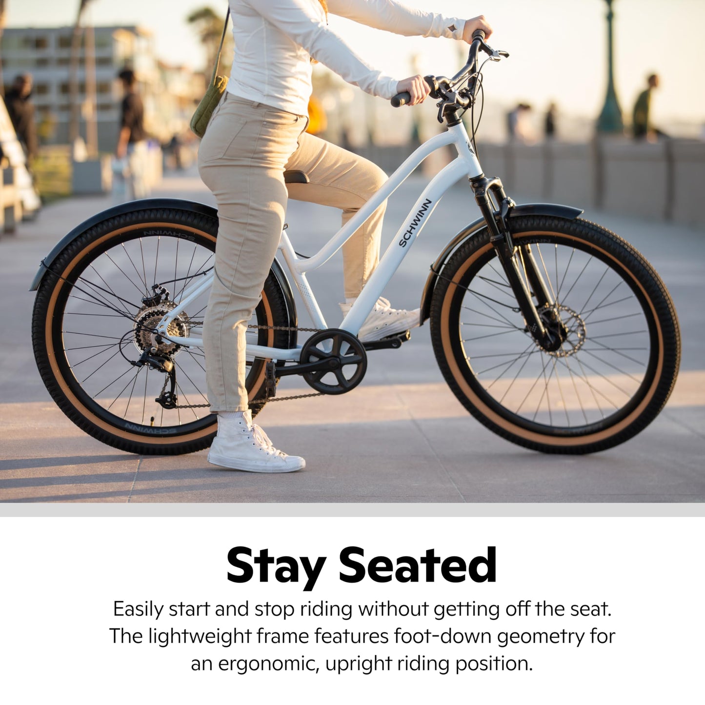 Schwinn Vega CE Hybrid Bike, 27.5 Inch Mens and Womens Bike, 8-Speed Hybrid Bicycle, Foot-Down Geometry, Suspension Fork, High-Rise Handlebars, Wide Seat, Fenders, Adult Bicycle