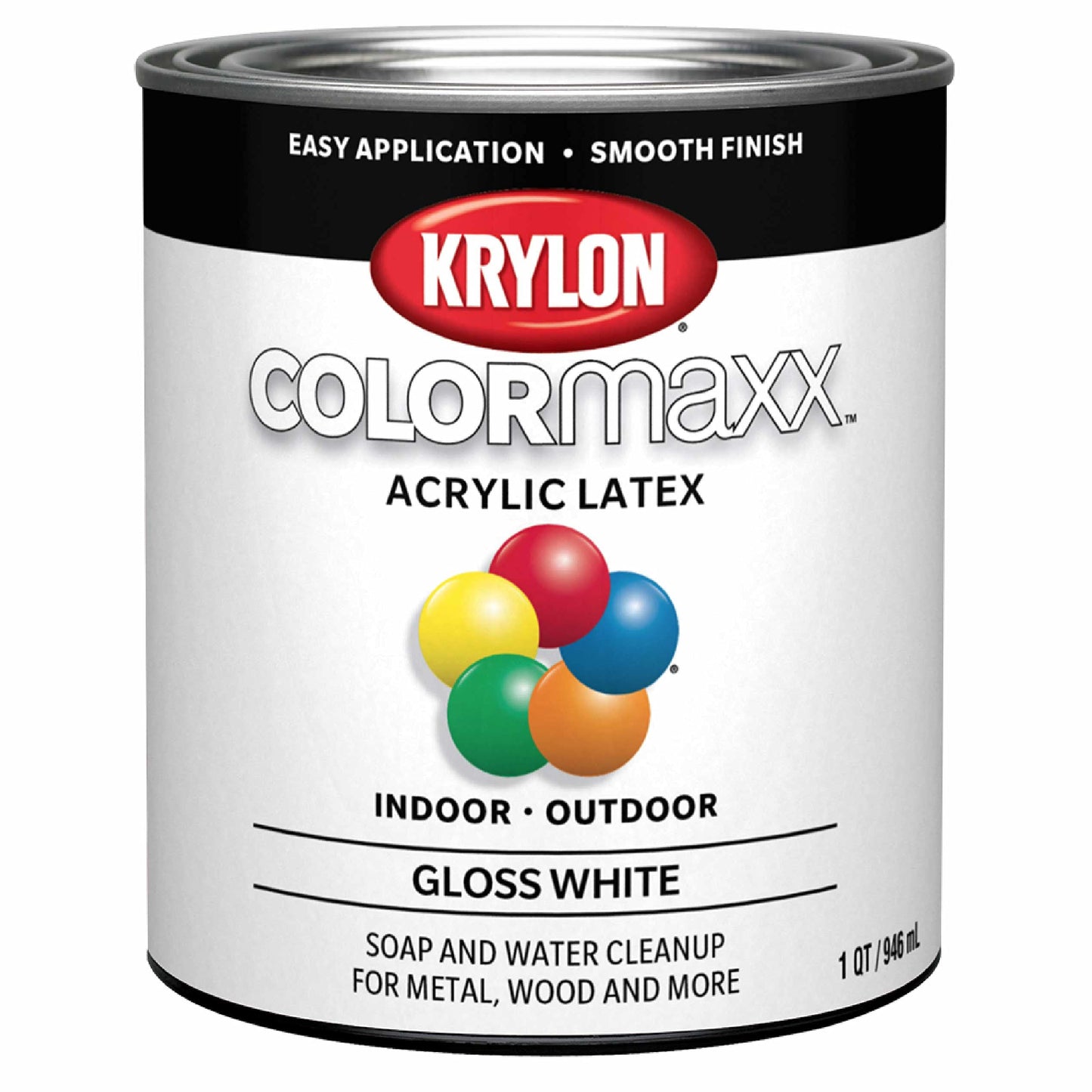 Krylon K05615007 COLORmaxx Acrylic Latex Brush On Paint for Indoor/Outdoor Use, ½ Pint, Satin White