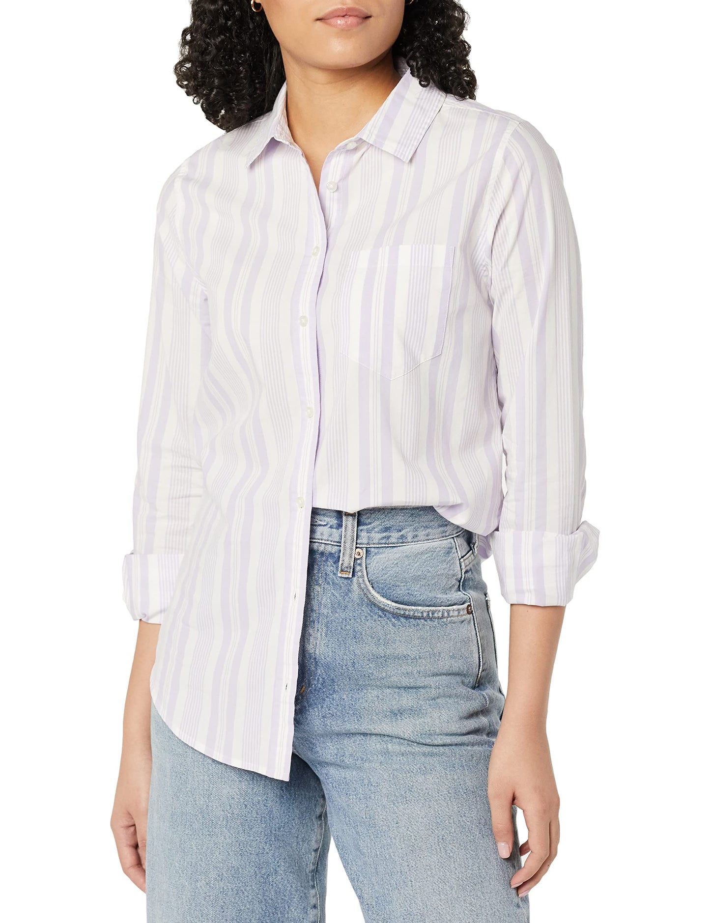 Amazon Essentials Women's Regular-Fit Long-Sleeve Button-Down Poplin Shirt, Business Casual, Office Work