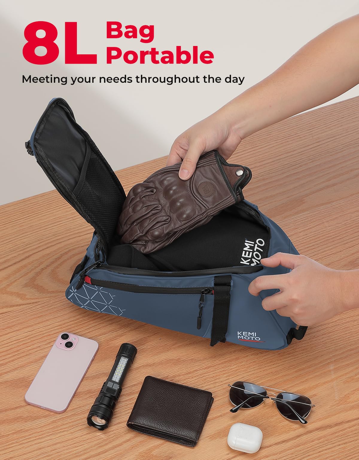 KEMIMOTO Rear Bike Rack Bag - 8L PVC Water Resistant Ebike Bags for Bicycle Rear Rack, Bicycle Trunk Pannier for Commuter Travel Shopping and Cycling (Black)