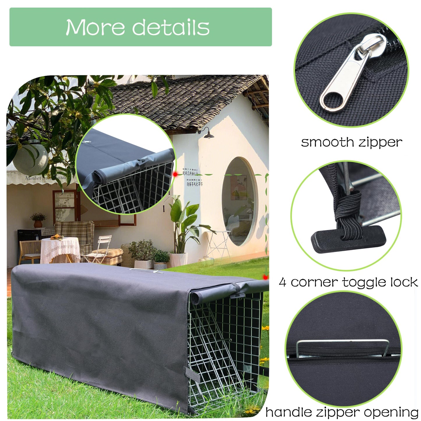 Live Animal Trap Cage Cover, Cat Trap for Stray Cats 32 Inch Folding Skunk Trap with Real Door for Raccoons, Opossums, Groundhogs, Skunks, Feral Cats, Squirrels (Only Cover)
