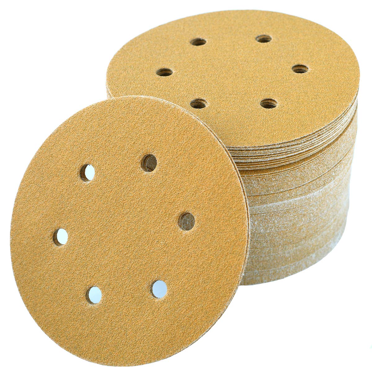 6-Inch 6-Hole Hook and Loop Sanding Discs 600-Grit, Random Orbital Sandpaper for Automotive and Woodworking, 100-Pack