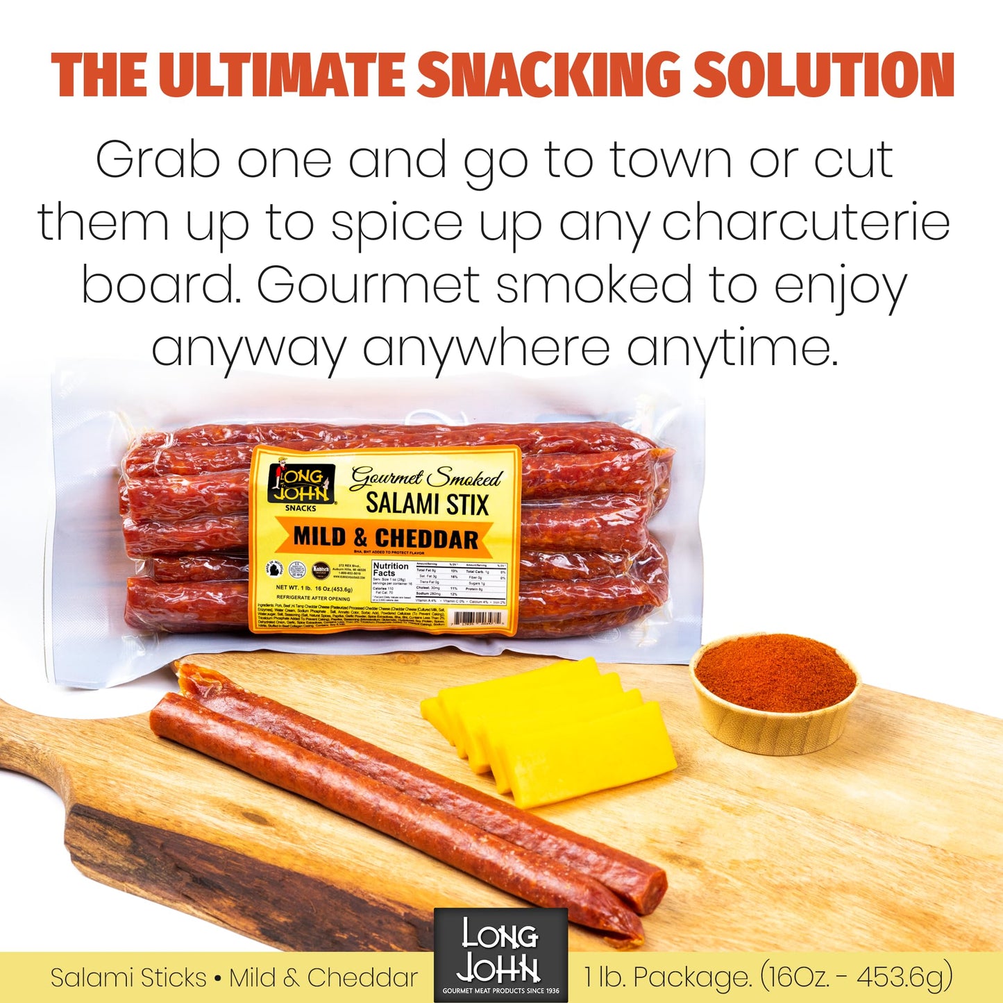 Long John Snacks Italian Style Dried Salami Stix – Premium Italian Blend Hand Crafted Pork & Beef Cuts – Gluten-Free, Bold Flavor & Low Heat – Smoked & Italian-Style Dried to Perfection - 16oz.