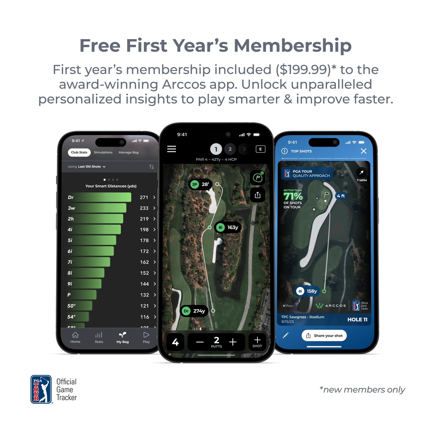 Arccos Smart Sensors: Automatic Golf Game Tracking System, A.I. Powered Caddie, A.I. GPS Rangefinder & Smart Club Distances