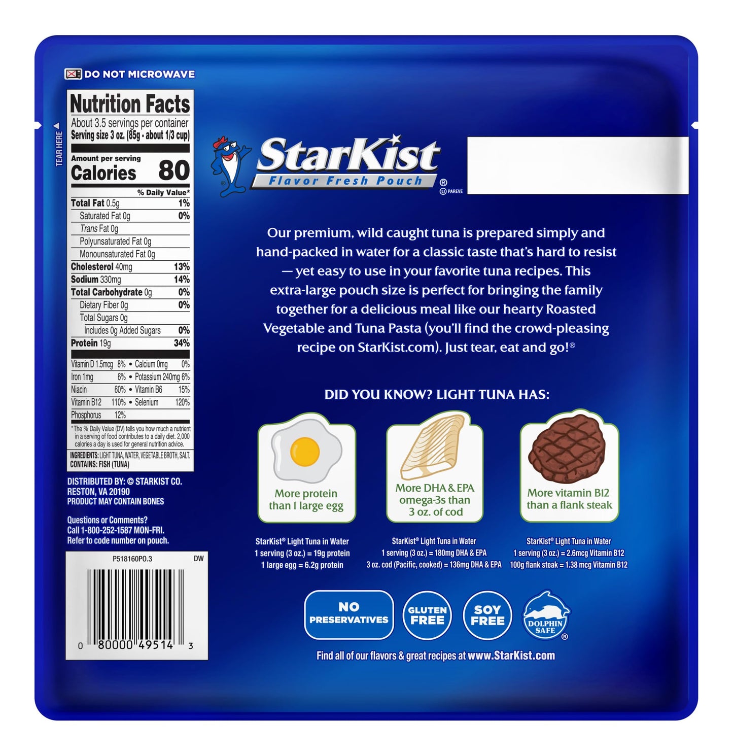 StarKist Chunk Light Tuna in Water, 2.6 Oz, Pack of 24