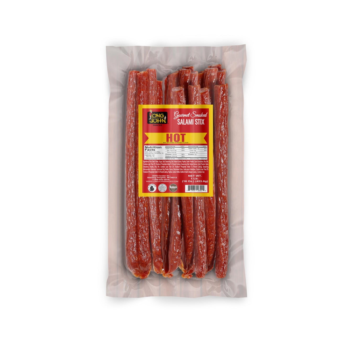 Long John Snacks Italian Style Dried Salami Stix – Premium Italian Blend Hand Crafted Pork & Beef Cuts – Gluten-Free, Bold Flavor & Low Heat – Smoked & Italian-Style Dried to Perfection - 16oz.