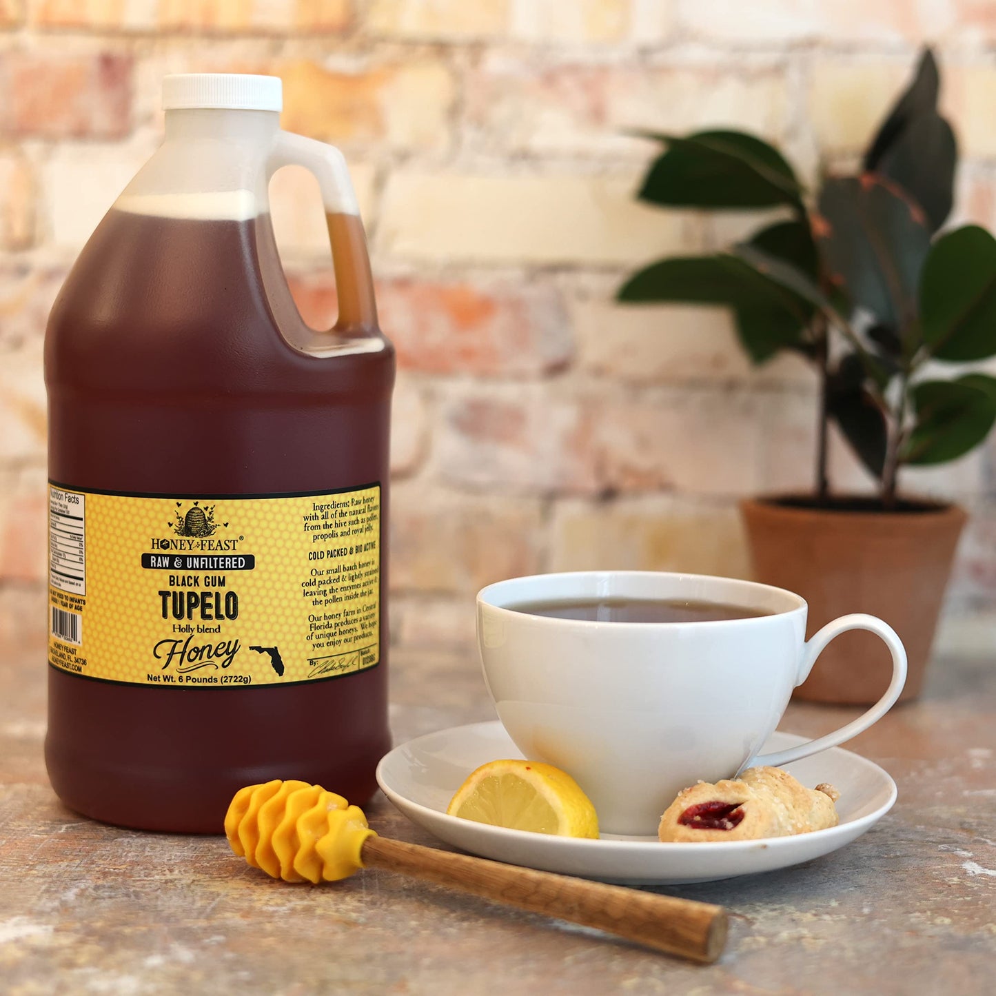 HONEY FEAST Wildflower Honey - 6 Pounds (1/2 Gallon) Bulk Honey, All Natural, Unfiltered, Unheated Honey, Perfect for Sweetening & Baking