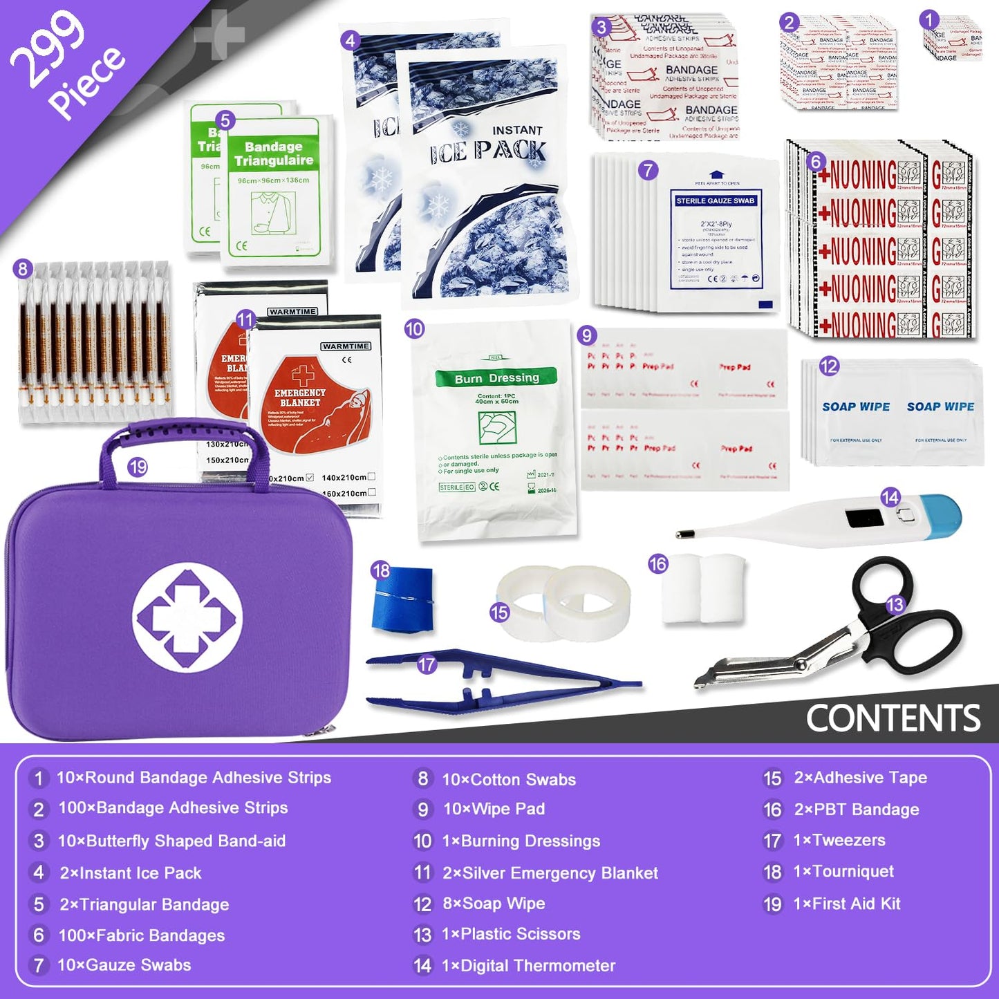 276PCS First Aid Kit Home Car Camping Hiking Emergency Supplies Small Compact Lovely Bag for School Outdoor, Basic Outdoor Essentials Survival Kit for Travel AMORNING
