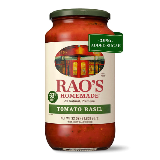 Rao's Homemade Tomato Basil Sauce, 24 oz, Tomato Sauce, All Purpose, Keto Friendly Pasta Sauce, Premium Quality, Tomatoes from Italy and Basil