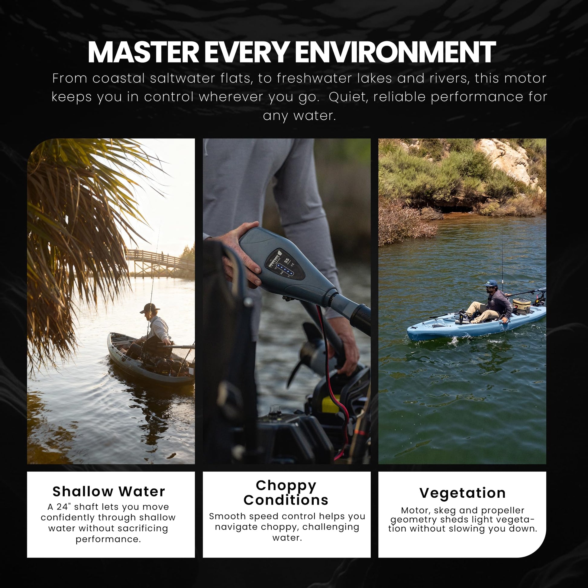 Newport Kayak Series 55lb Thrust Transom Mounted Saltwater Electric Tr ...