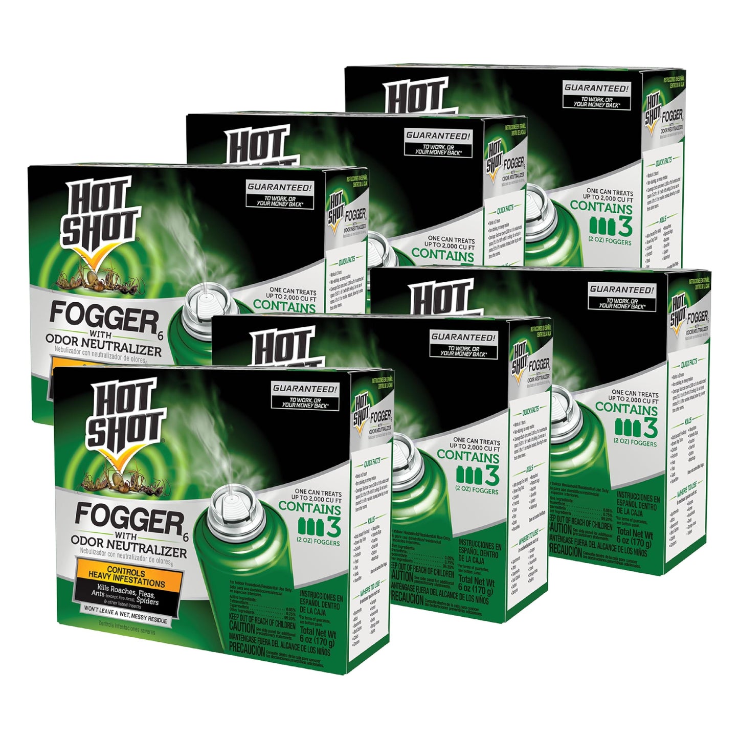 Hot Shot Fogger With Odor Neutralizer, Kills Roaches, Ants, Spiders & Fleas, 3 Count, 2 Ounce Pack of 2