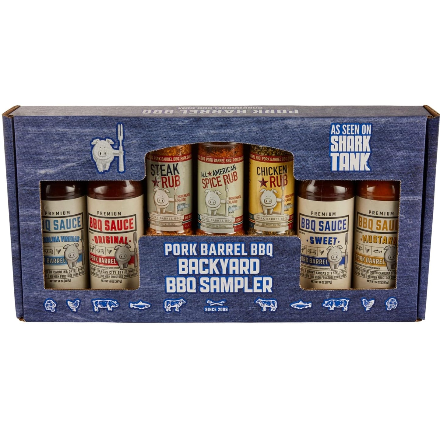 BBQ Gifts for Men - Backyard BBQ Sauce Spices and Seasonings Sets Gift Packs | Includes 4 Competition Sauces & 3 Seasoning Rubs | Great on Chicken Wings, Steak & Pork | Gifts for Dad, Birthday Gifts for Him