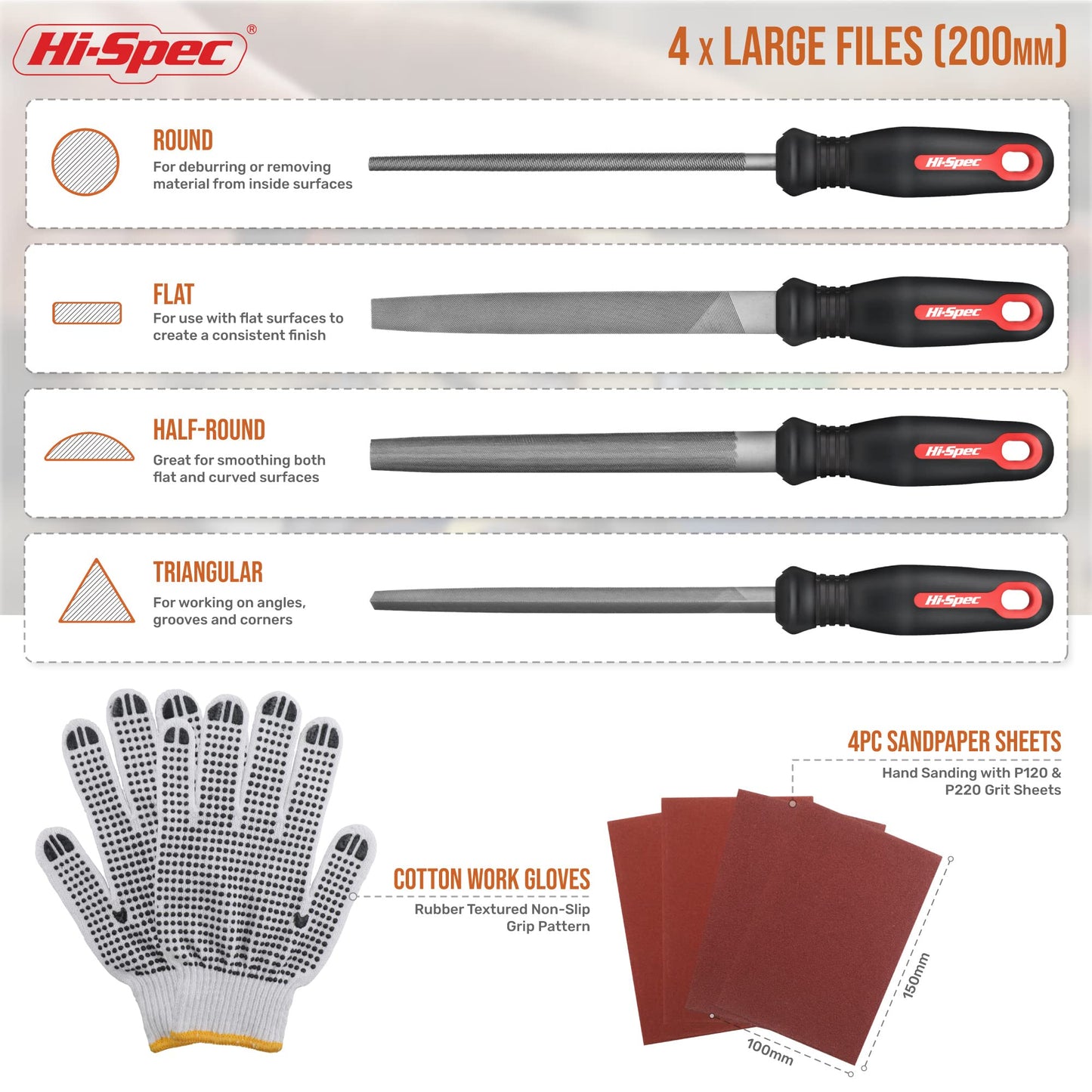 Hi-Spec 17 Piece Metal Hand & Needle File Tool Kit Set. Large & Small Mini T12 Carbon Steel Flat, Half-Round, Round & Triangle Files. Complete in a Zipper Case with a Brush