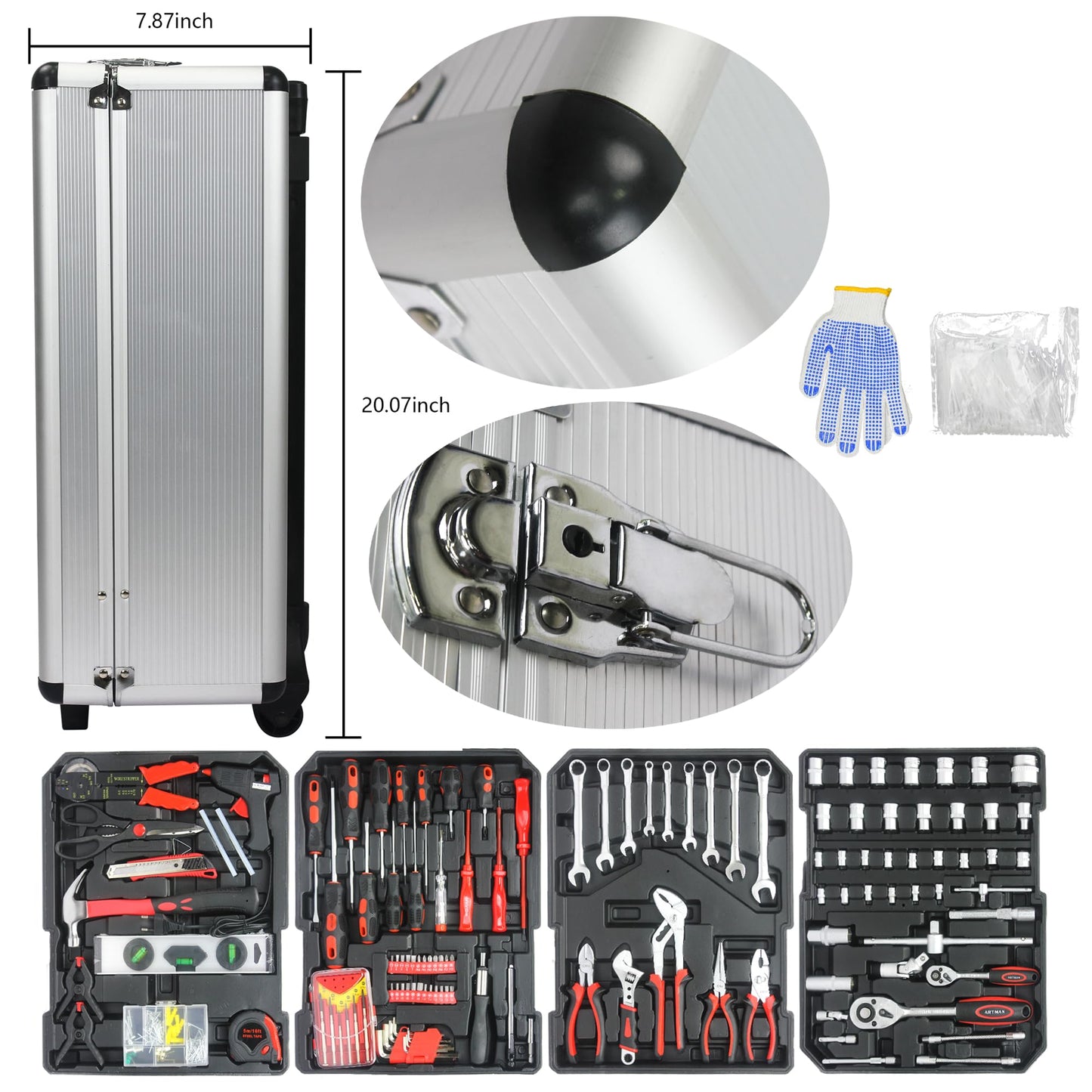 899PCS Tool Set, Household Tool Kit with Rolling Tool Box, Complete Tool Box Set Hand Tool Set with Tool Box, Mechanic Tool Set Rolling Tool Set for Home/Auto Repair Tool Set, Black