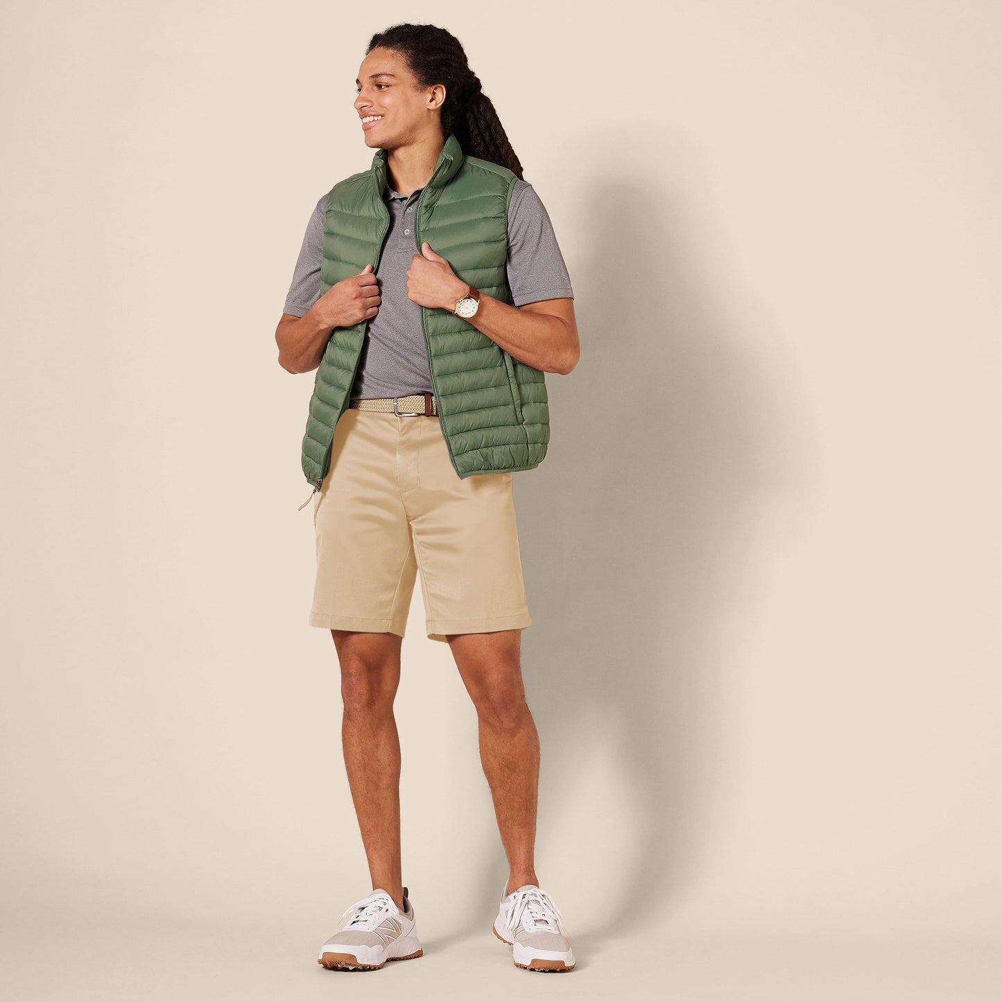 Amazon Essentials Men's Slim-Fit Stretch Golf Short, Khaki Brown, 32