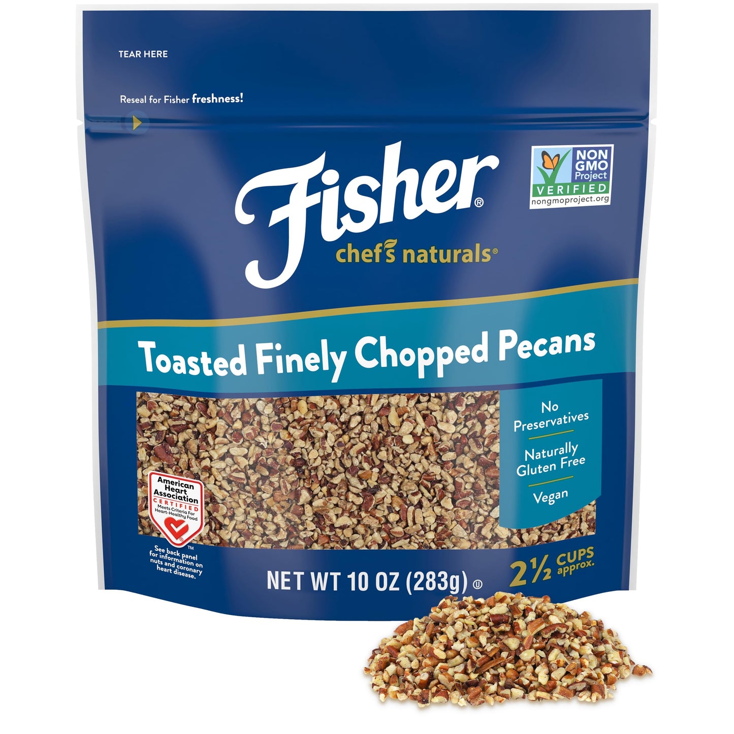 Fisher Chef's Naturals Pecan Halves 24 oz Resealable Bag, Unsalted Raw Nuts for Cooking, Baking & Snacking, Healthy Snacks for Adults, Vegan Protein, Keto Snack, Gluten Free Raw Pecans Halves