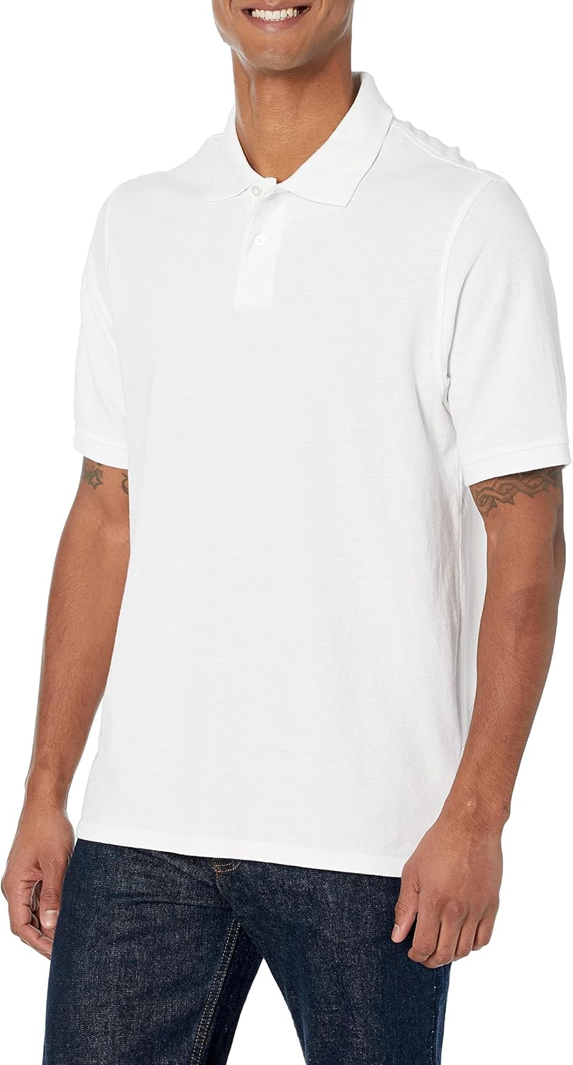Amazon Essentials Men's Regular-Fit Short Sleeve Cotton Pique Polo Shirt (Available in Big & Tall)