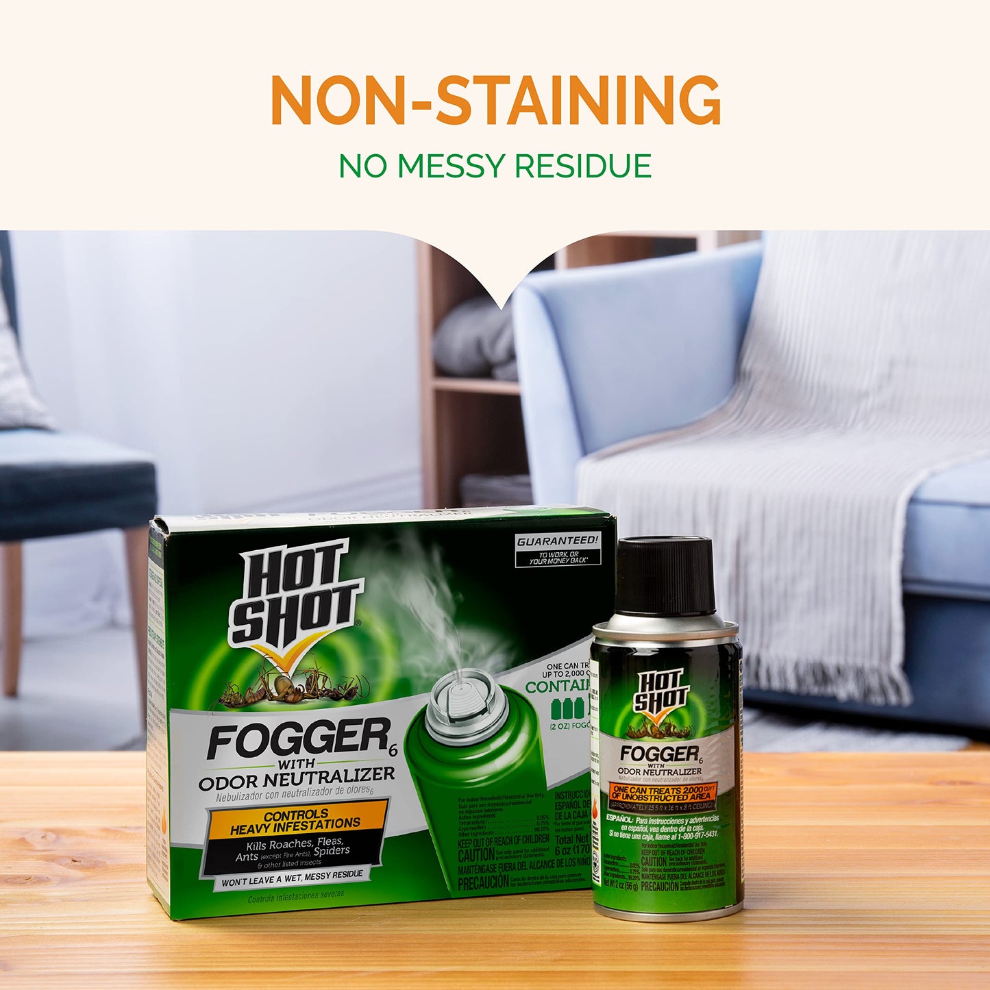 Hot Shot Fogger With Odor Neutralizer, Kills Roaches, Ants, Spiders & Fleas, 3 Count, 2 Ounce Pack of 2