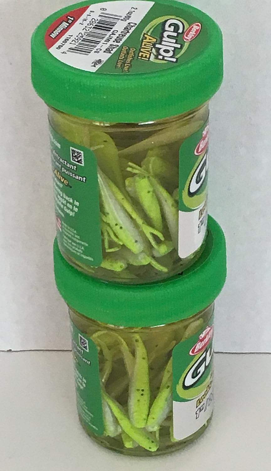 Gulp Bait 1 INCH Chartreuse SHAD Minnow 2 jar Bundle Berkley gulp Alive Perch Minnows ice Fishing Bait Panfish Minnows