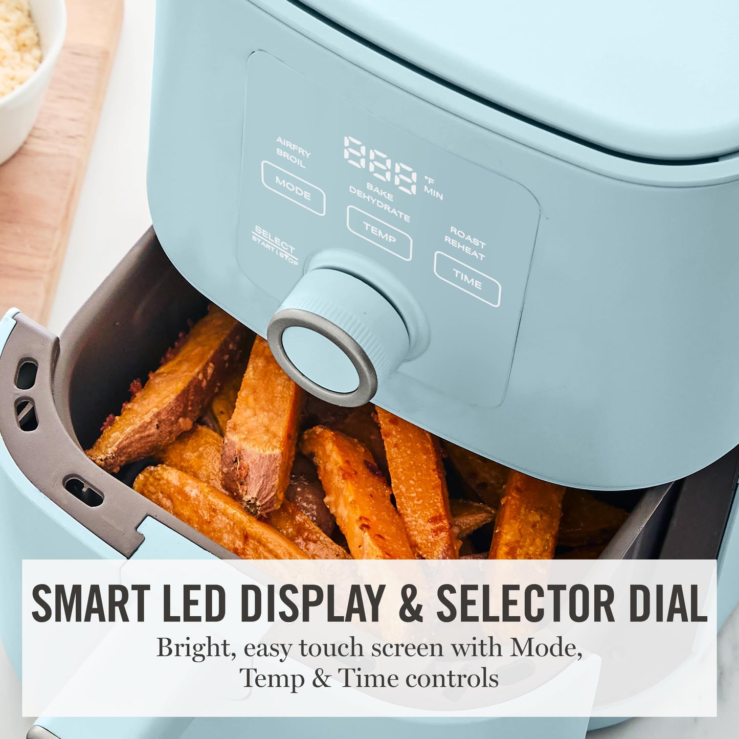 Martha Stewart 6QT Air Fryer, 6-in-1, Bake, Broil, Roast, Air Fry, Dehydrate, Reheat, Ceramic Non-Stick Basket, Crispy Results Fast, 400°F Max Temp, Shake Reminder, Auto Shut-Off, Honeydew Green