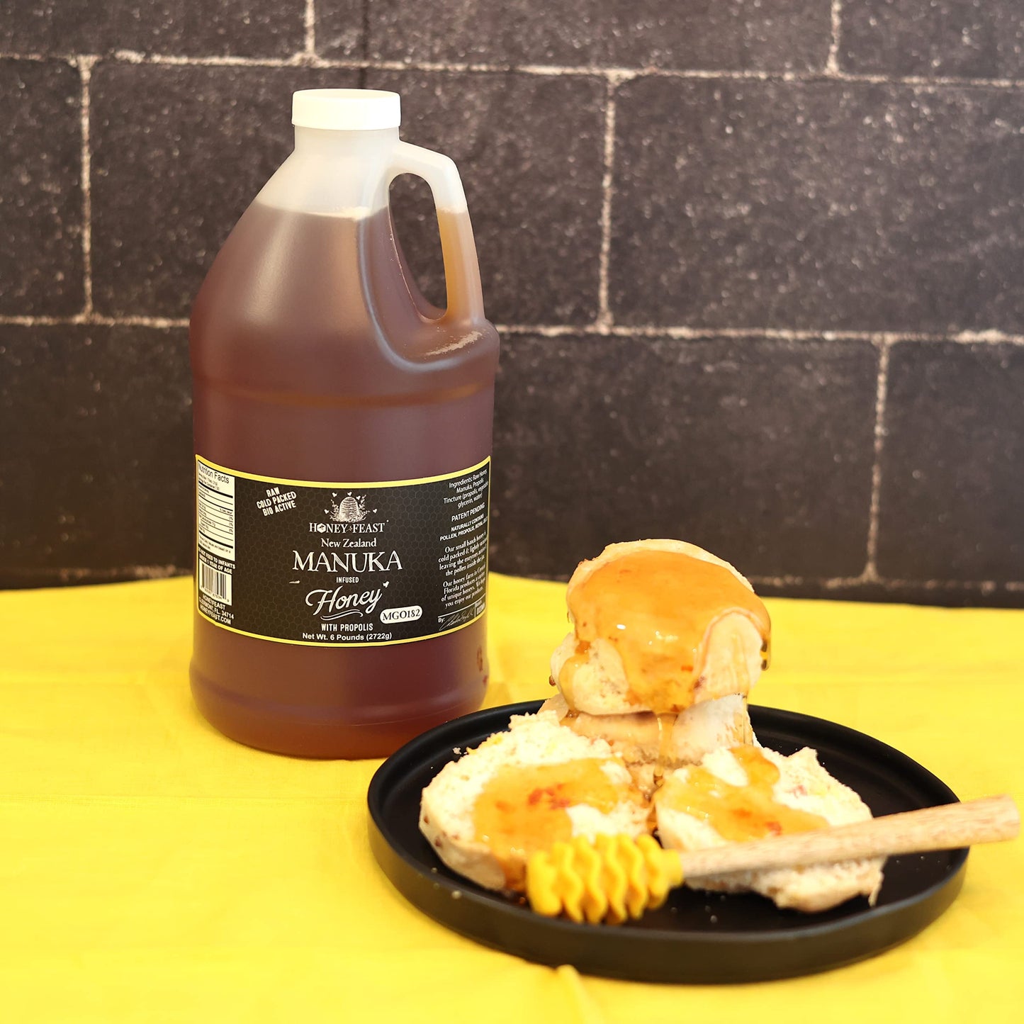 HONEY FEAST Wildflower Honey - 6 Pounds (1/2 Gallon) Bulk Honey, All Natural, Unfiltered, Unheated Honey, Perfect for Sweetening & Baking