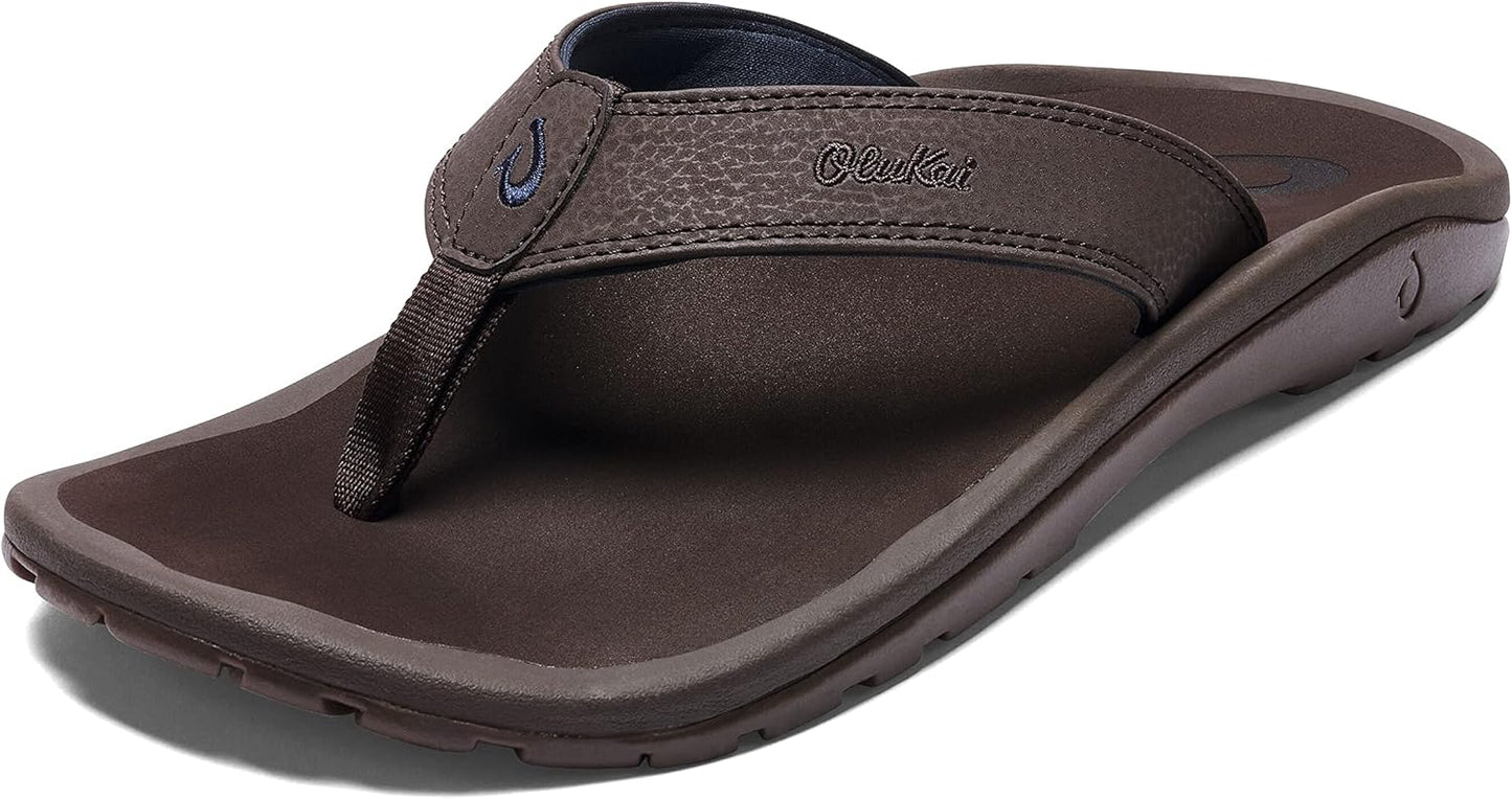 OLUKAI Ohana Men's Beach Sandals, Water Resistant Flip Flops, Arch Support & Comfort Fit, Lightweight & Durable, Enhanced Grip & Traction