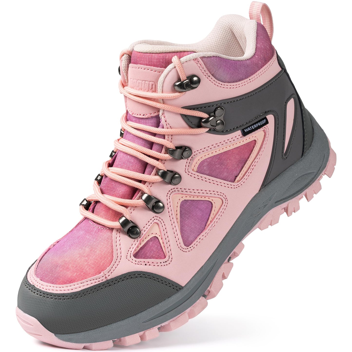R CORD Kids Hiking Boots Waterproof Durable TPR Traction Outsole Anti-Skid Athletic Lace Up Hiking Shoes for Outdoor Adventure