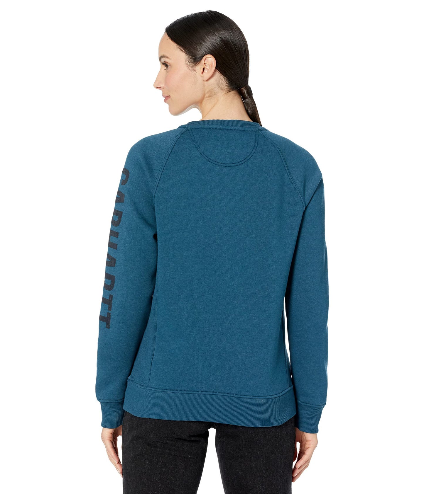 Carhartt Women's Relaxed Fit Midweight Crewneck Block Logo Sleeve Graphic Sweatshirt