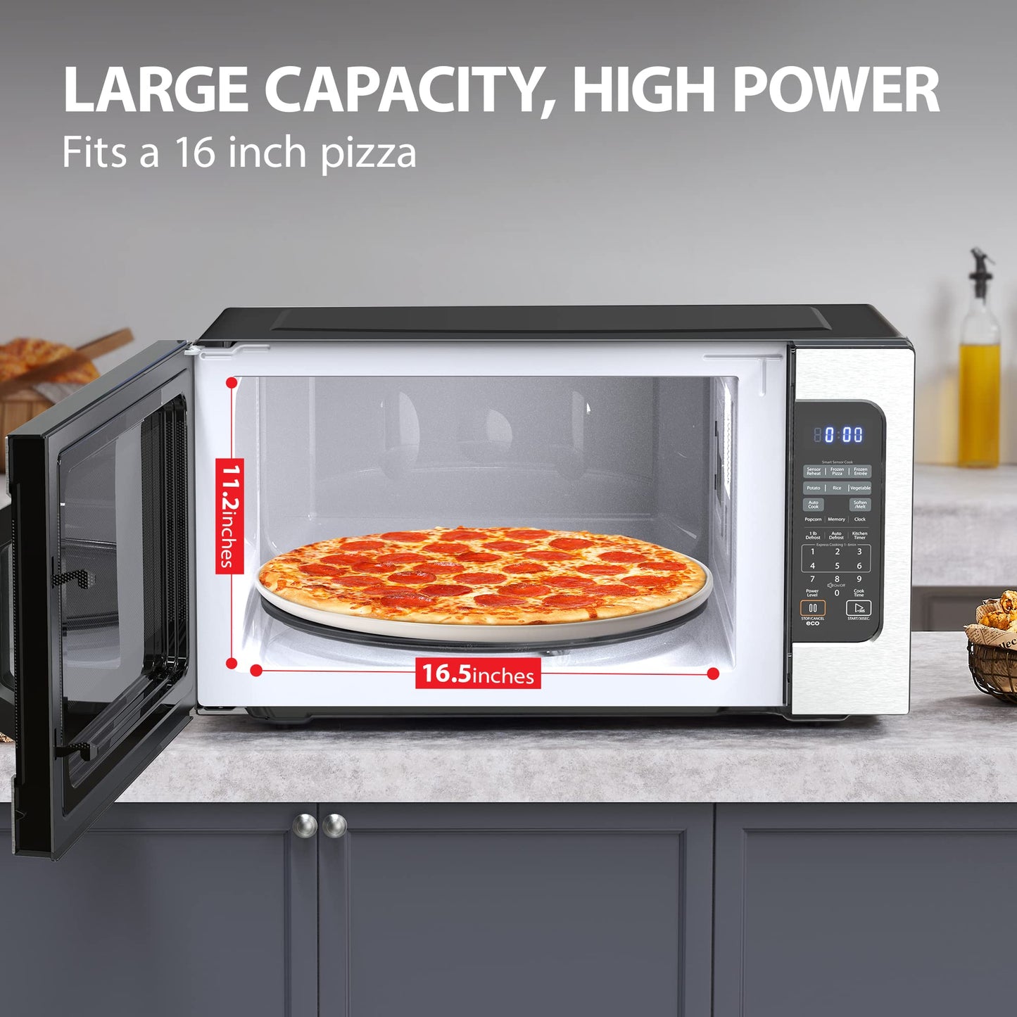 TOSHIBA Small Microwave Oven with 11 Power Levels, Sound On/Off & Eco Mode, Cu Ft, 700W, Black, MM-EM07PA(BK), ChefDefrost-0.7 Cu.Ft