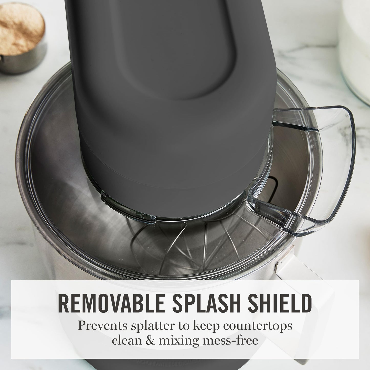 Martha Stewart Stand Mixer, 12 Speed, Tilt-Head, 5.3QT Stainless Steel Bowl, Splash Guard with Pour Chute, Whisk, Dough Hook, Flat Beater, Electric Kitchen Baking Mixer, Bread, Cake, Whip, Caviar Gray