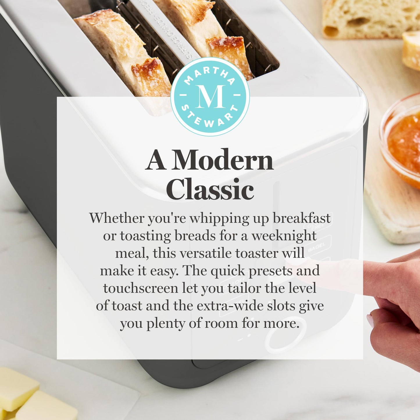 Martha Stewart 4 Slice Toaster, 10 Shade Settings with Defrost, Cancel, Bagel & Gluten-Free, Extra-Wide Self-Centering Slots for Waffles, Artisan Bread, Removable Crumb Tray, Cord Wrap,1800W, Honeydew