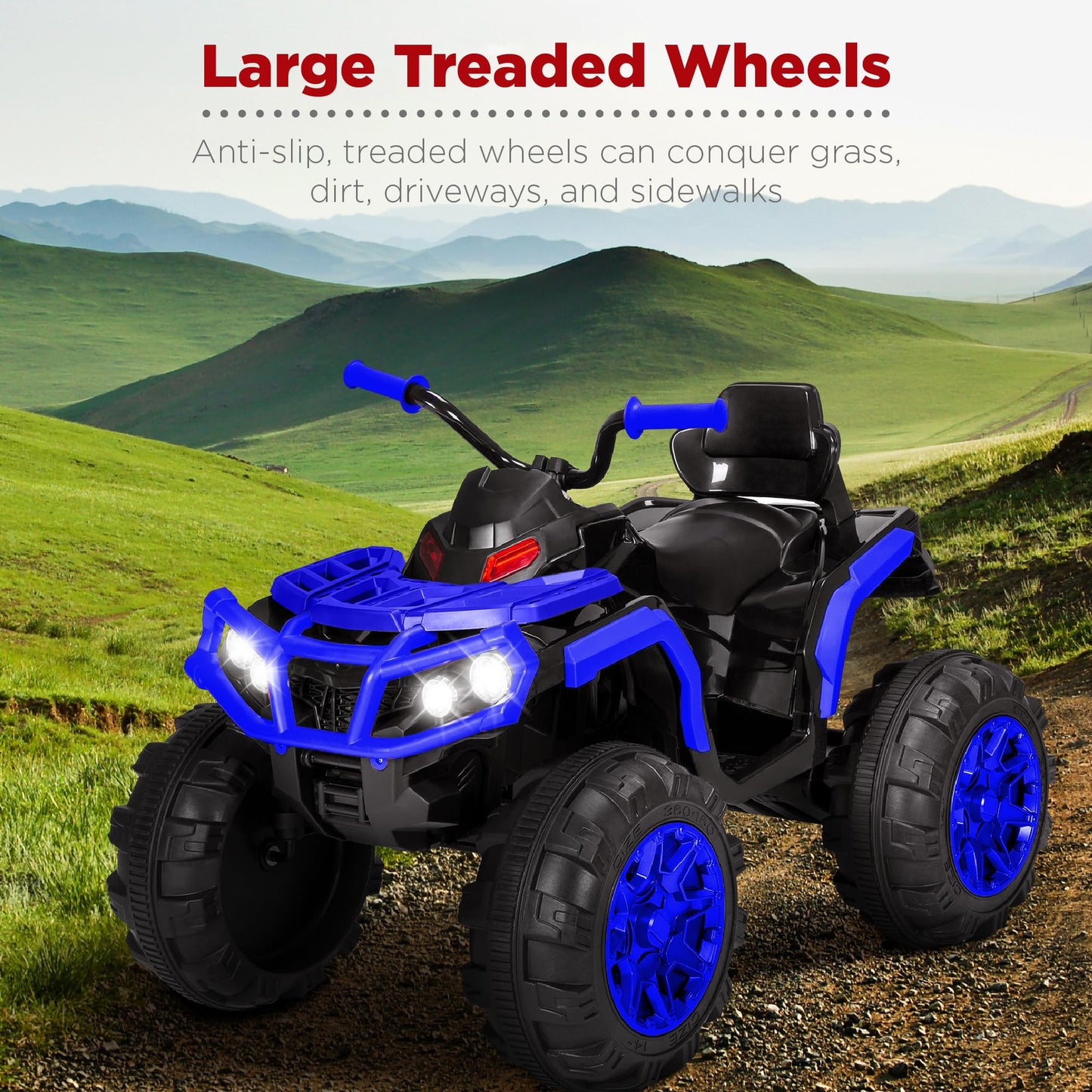 Best Choice Products 12V Kids Ride-On Electric ATV, 4-Wheeler Quad Car Toy w/Bluetooth Audio, 3.7mph Max Speed, Treaded Tires, LED Headlights, Radio - Black