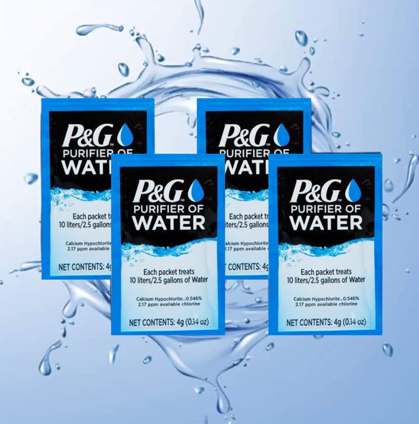 P&G Purifier of Water Portable Water Purifier Packets. Emergency Water Filter Purification Powder Packs for Camping, Hiking, Backpacking, Hunting, and Traveling. (12 Packets)