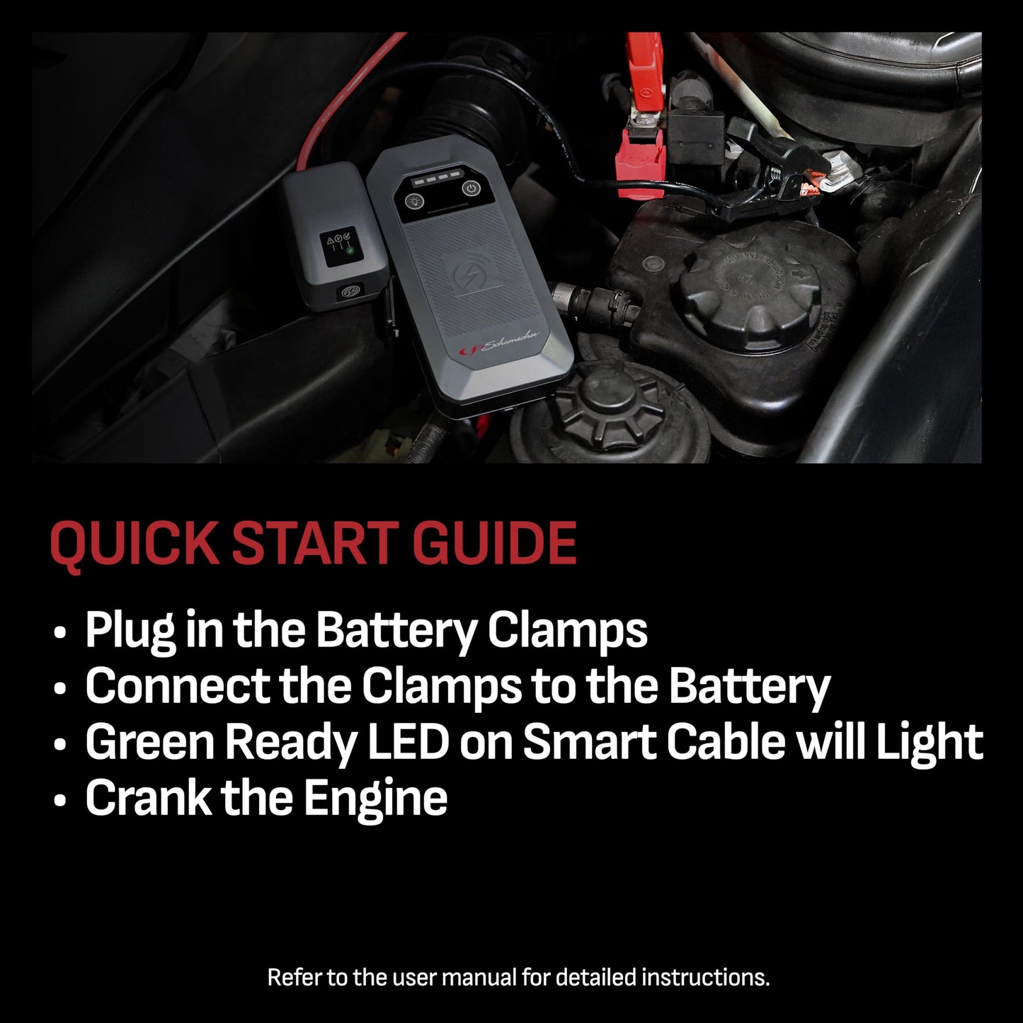 Schumacher Electric 12V Lithium Jump Starter & Power Pack - Portable 1000A Battery Jumper with 10W Wireless Charging, USBA/USBC Fast Charging & Multi-Mode LED Flashlight - 4-in-1 SL1672