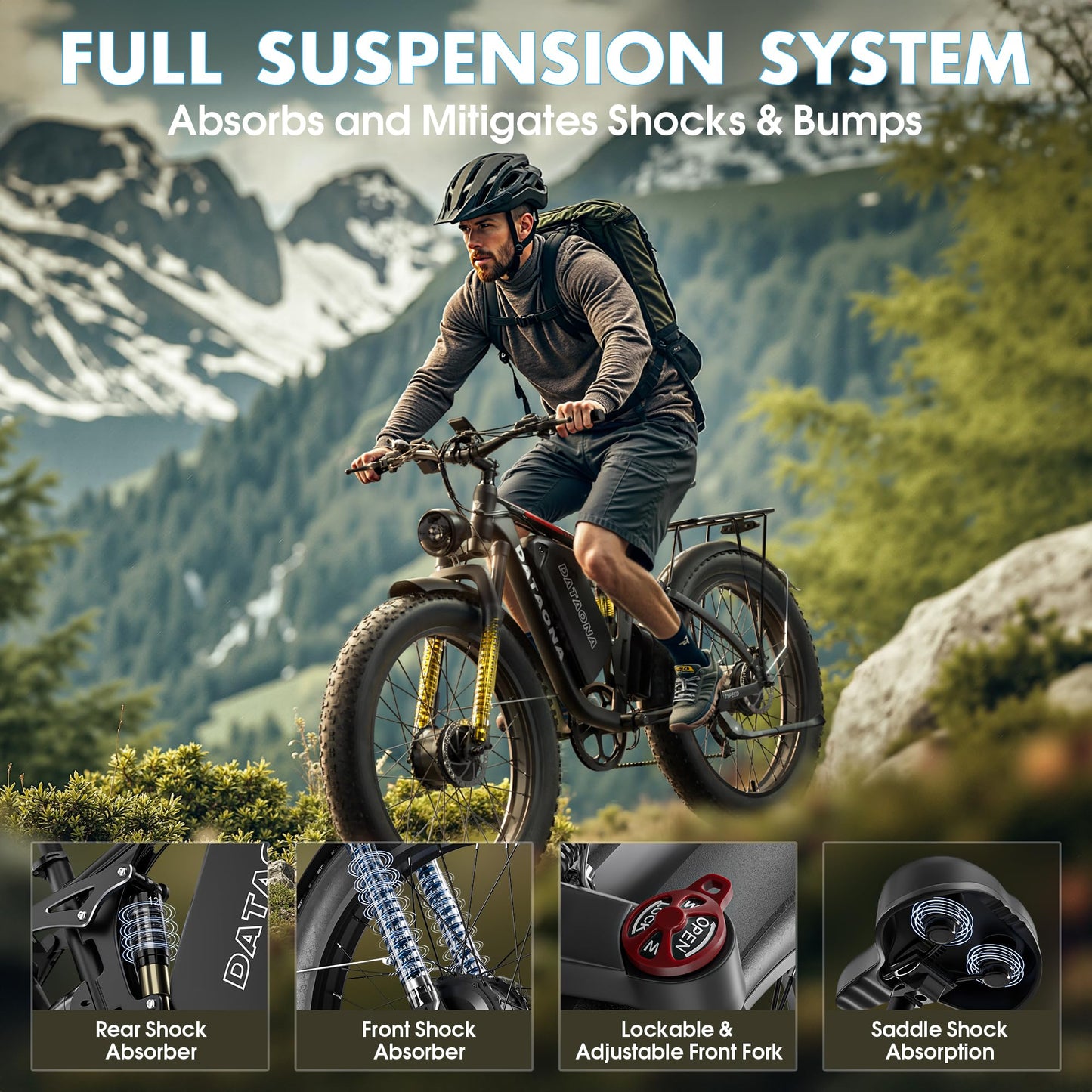 Peak 3000W/5000W Dual Motor Ebike for Adults, 52V 23Ah/32Ah Battery, 37-45MPH Max Speed Up to 80-100 Miles Range, 7/21 Speed 24"/26" Fat Tire with Hydraulic Brake UL Certificated Electric Bike Bicycle
