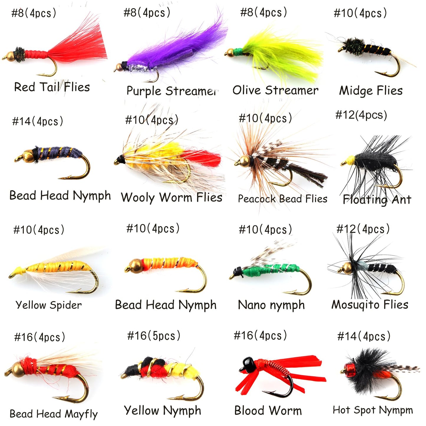 Fly Fishing Flies Assortment Kit Dry Wet Nyphms Tenkara Popper Streamer Woolly Bugger for Trout Bass Salmon Steelhead with Fly Box