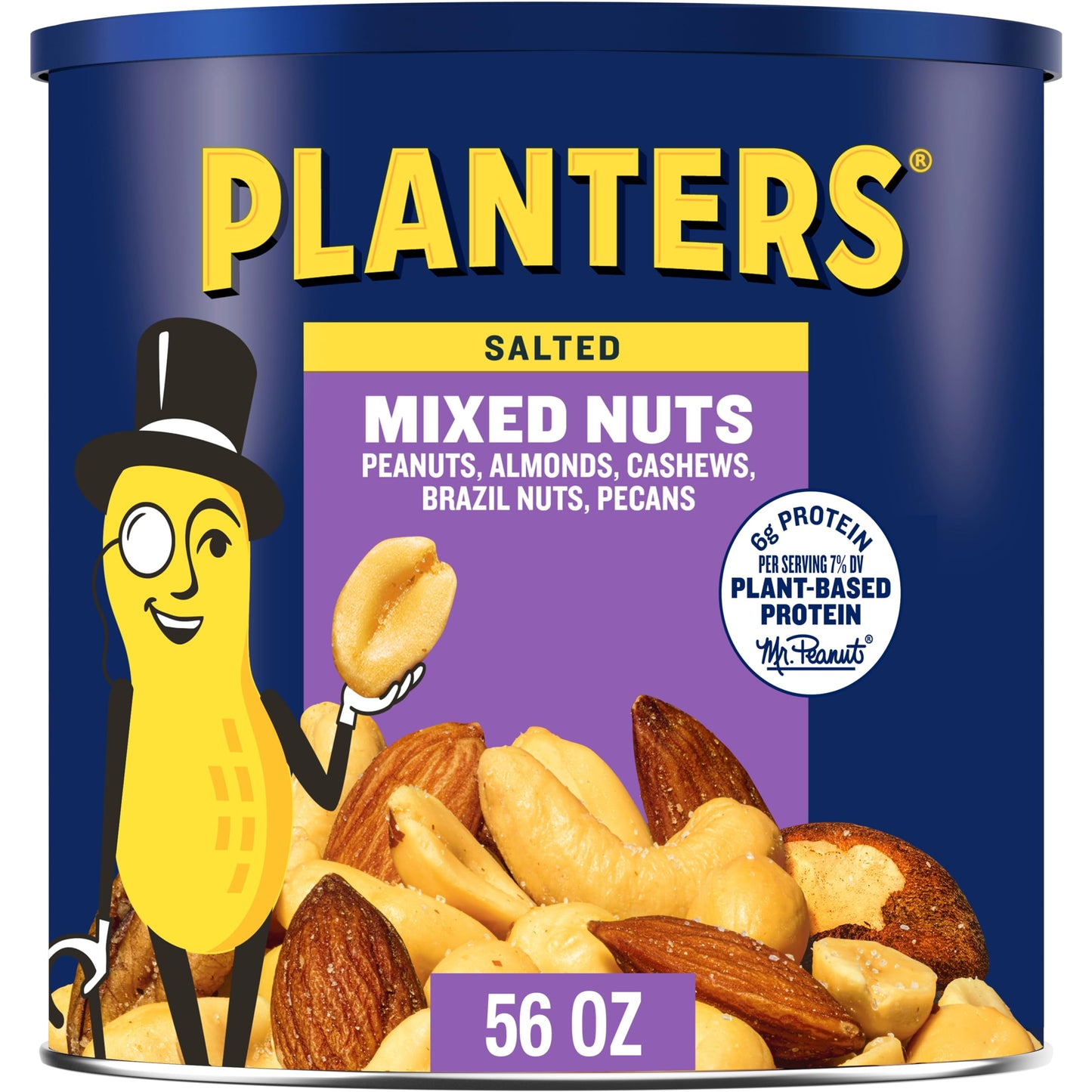 PLANTERS Deluxe Mixed Nuts, Cashews, Almonds, Pecans, Pistachios, Hazelnuts, Roasted with Sea Salt, Party Snacks, Plant-Based Protein Nut Mix, Snacks for Adults, After School Snack Mix, 27oz