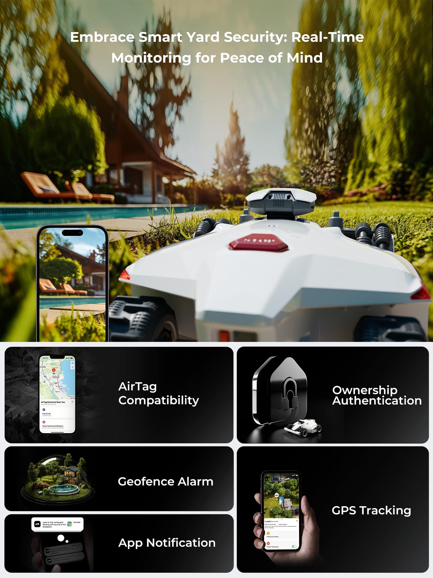 LUBA Mini AWD 800H Robot Lawn Mower with 4G, Reception 0.2 Acre, Max. 0.25 Acre, All-Wheel-Drive for 80% Slope, UltraSense AI Vision+RTK Auto-Mapping, Cutting Height 2.2"-4.0"