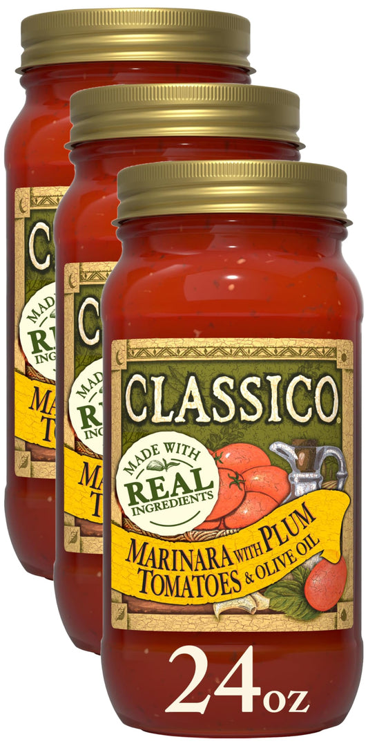 Classico Marinara with Plum Tomatoes & Olive Oil Pasta Sauce (24 oz Jar) (Pack of 3)