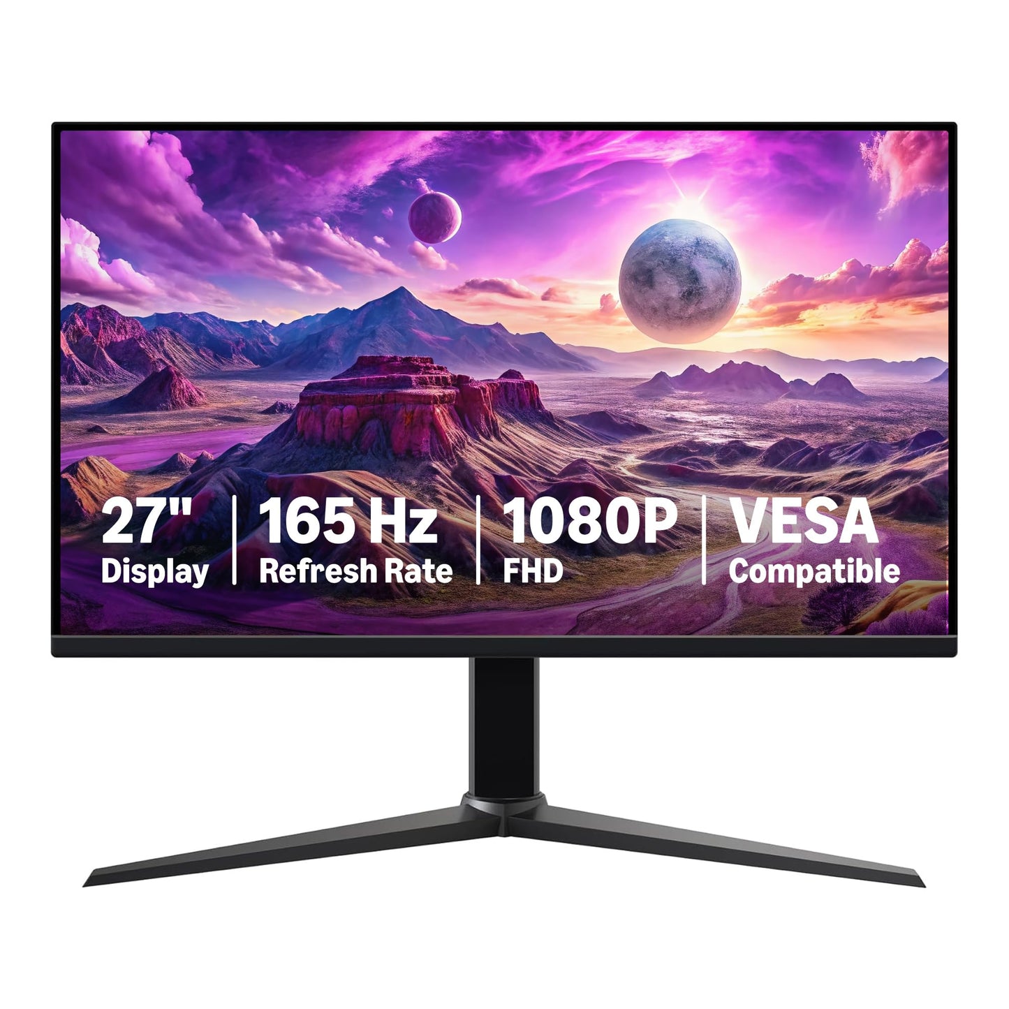 Amazon Basics 27 inch Gaming Monitor, FHD 1080P, 165Hz, VESA Compatible, Adaptive sync, 1ms Response, Black