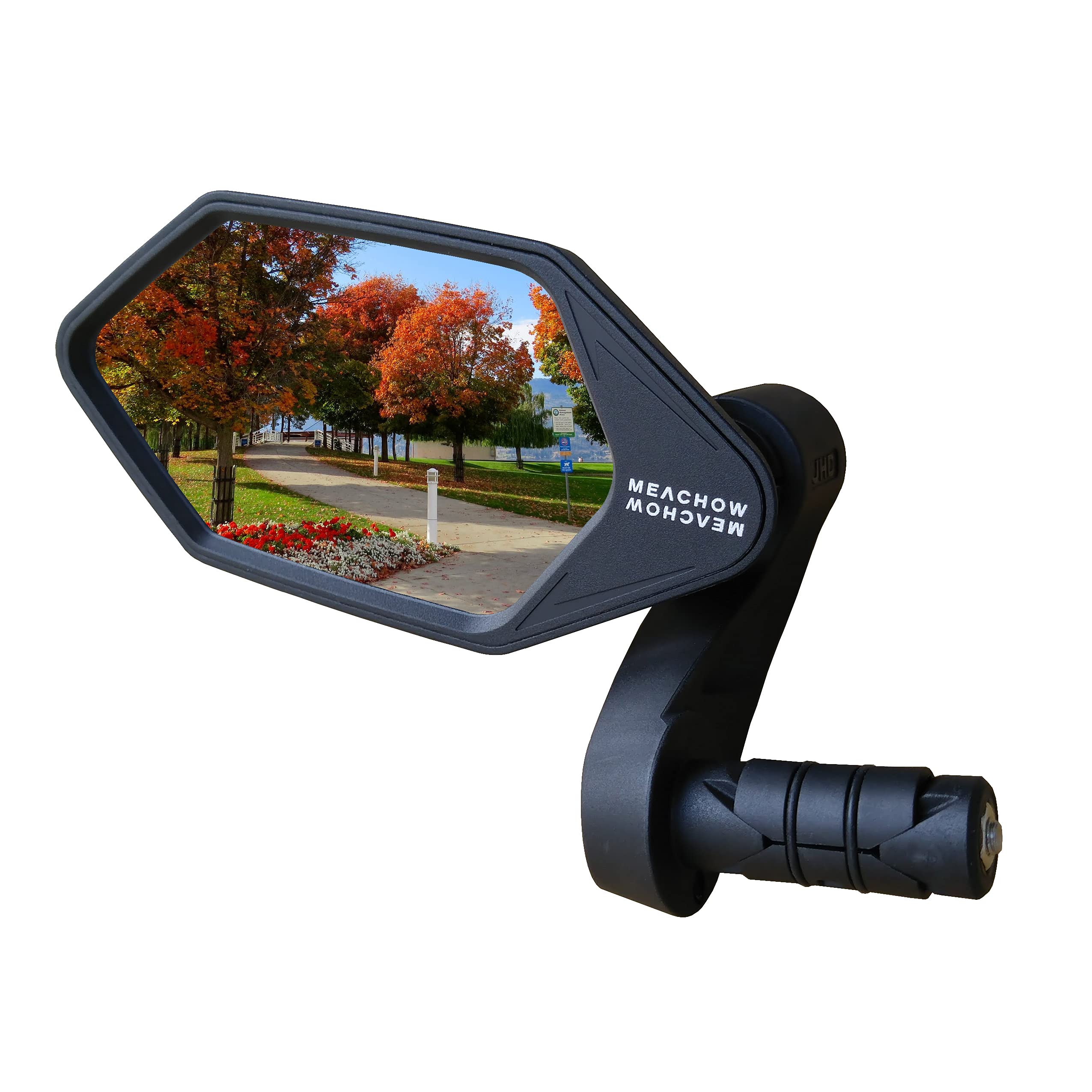 MEACHOW Bike Bar End Mirror - Crystal UHD Glass Lens For E-Bikes, Silver Left Side For Flat Handlebars