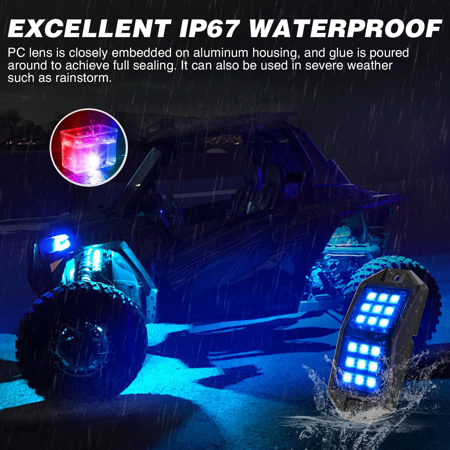 Nilight RGB LED Rock Lights Kit, 4 pods Underglow Multicolor Neon Light Pod with Bluetooth App Control Flashing Music Mode Wheel Well Light for Truck ATV UTV RZR SUV