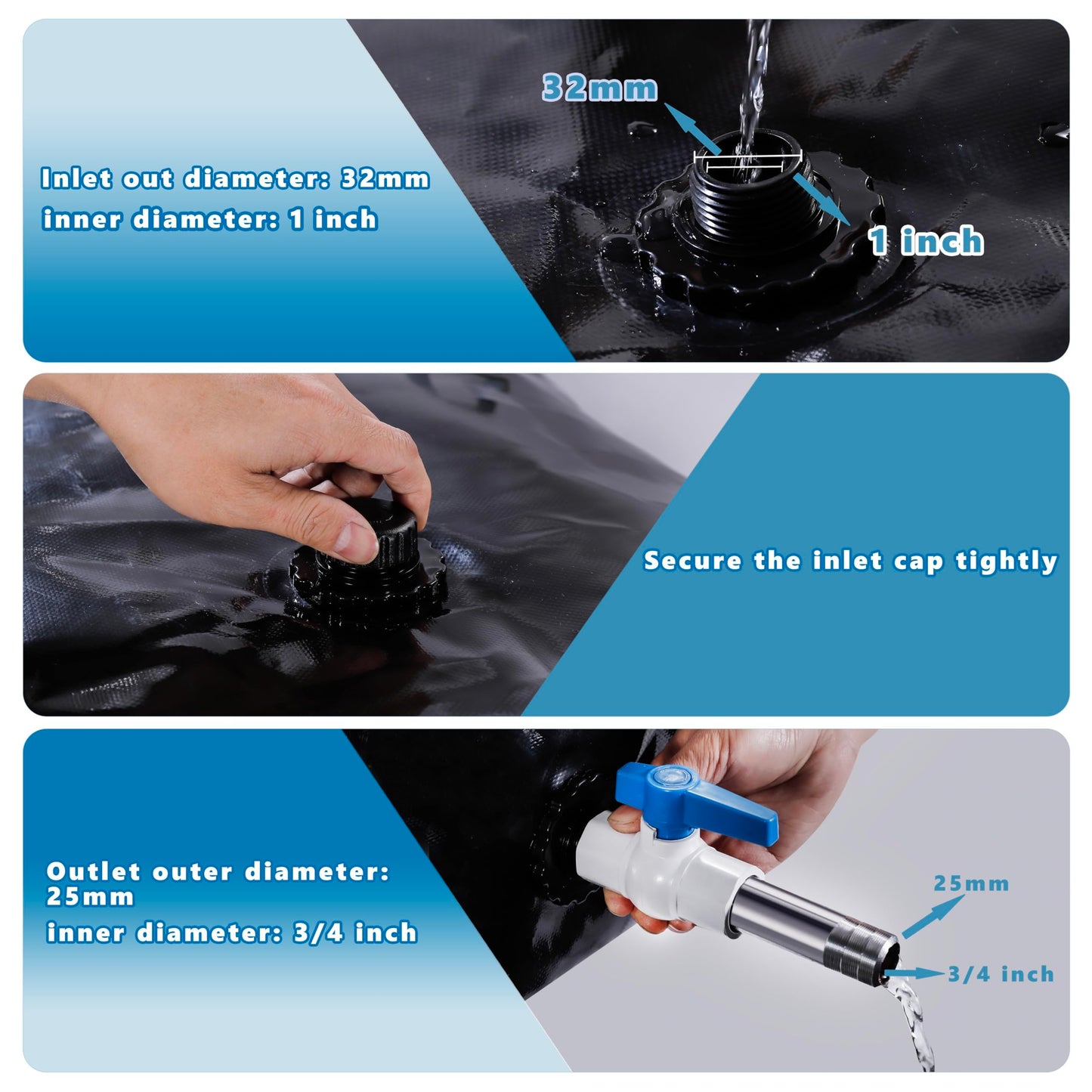 Portable Large Capacity Water Storage Bladder Containers, Foldable Water Bladder Tank, Camping Garden Drought Resistance Agricultural Irrigation Outdoor RV Emergency Water