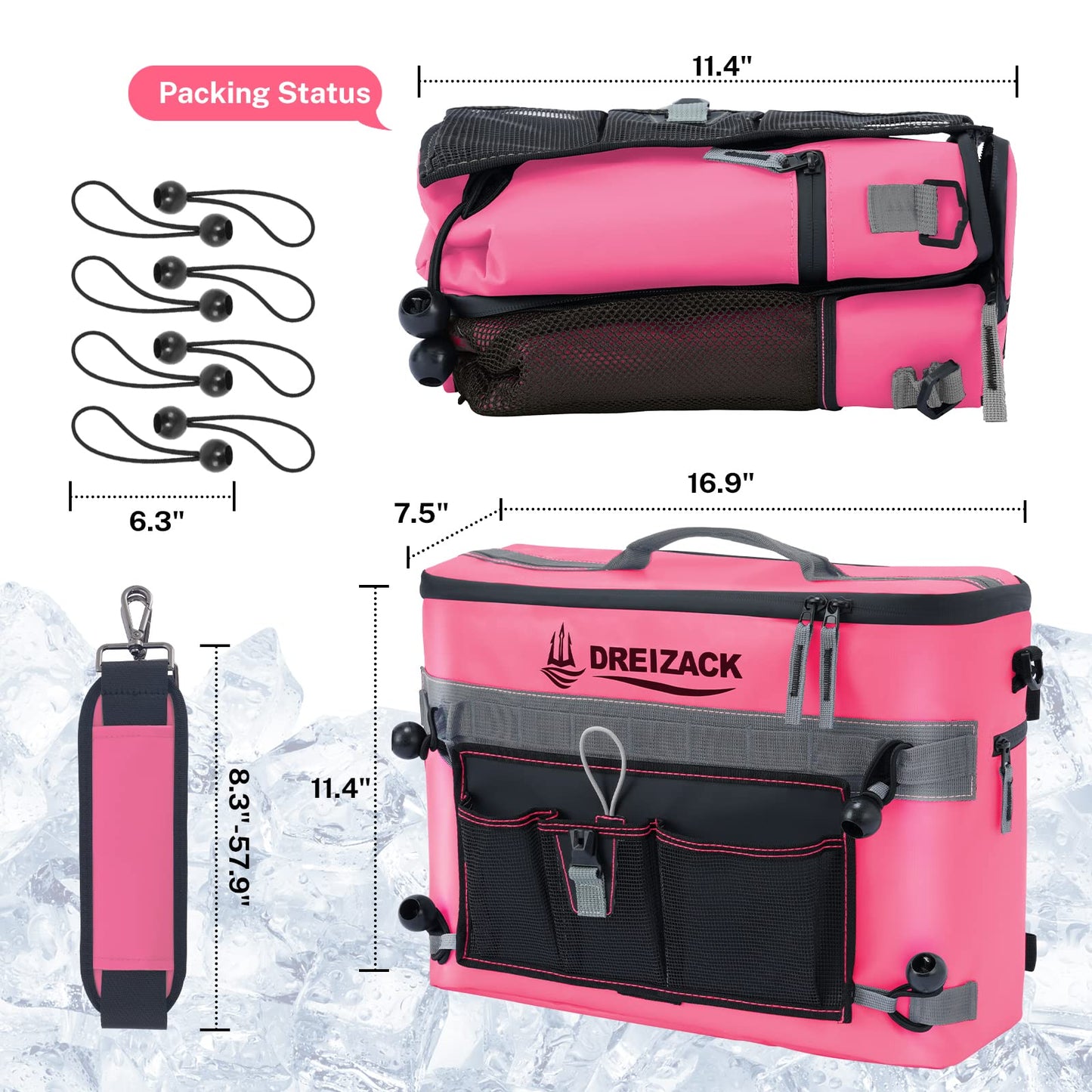 Dreizack Kayak Cooler Behind Seat, Waterproof Cooler for Kayaking,Paddle Board Cooler Compatible with Lawn-Chair Seat Kayak Accessories Cooler Bag Kayak Cooler Tow Behind for Camping Fishing