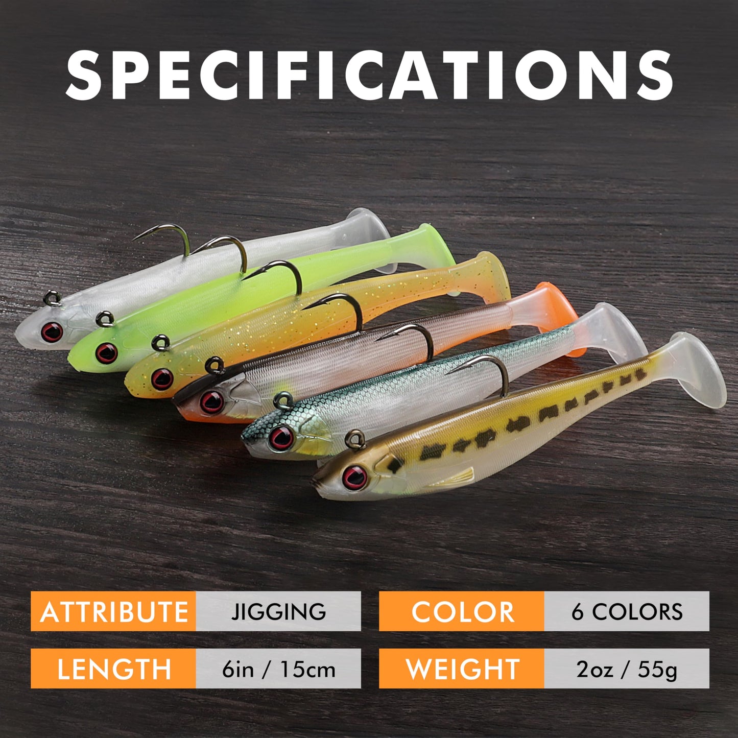 TRUSCEND Easy Catch Pre-Rigged Soft Lures, Vibrating Swim Action, Trembly Sinking Move, Amazing Soft Swimbait for Family Fishing, Well-Made Fishing Lures for Bass Trout Crappie Walleye Pike Redfish